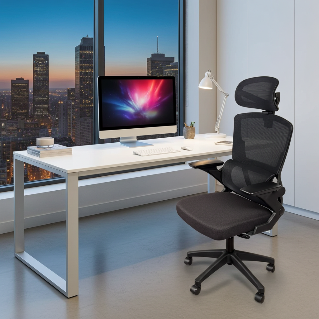 703 Black Mesh Office Chair – Ergonomic Computer Desk Chair with Adjustable Headrest, Lumbar Support and