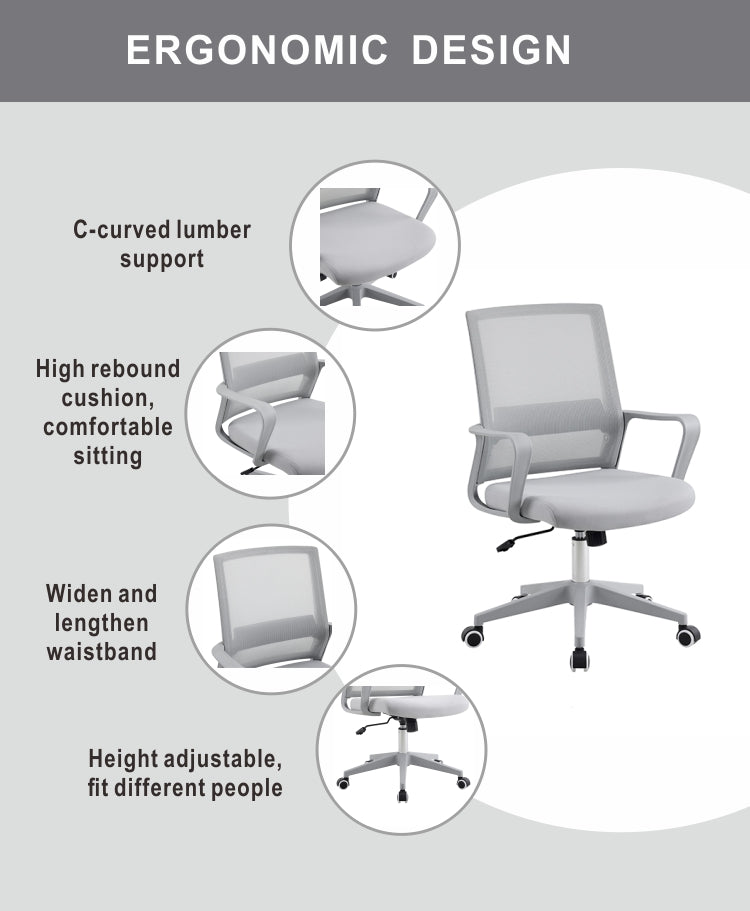 5812 Grey Mesh Ergonomic Office Chair