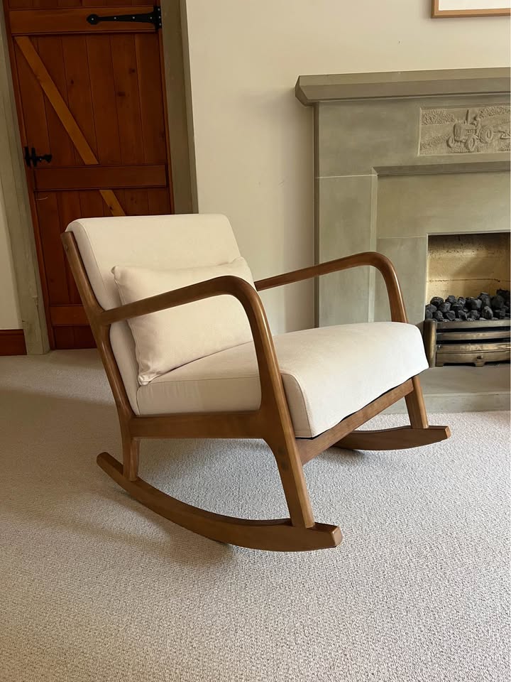 088 Wooden Beige Rocking Chair.