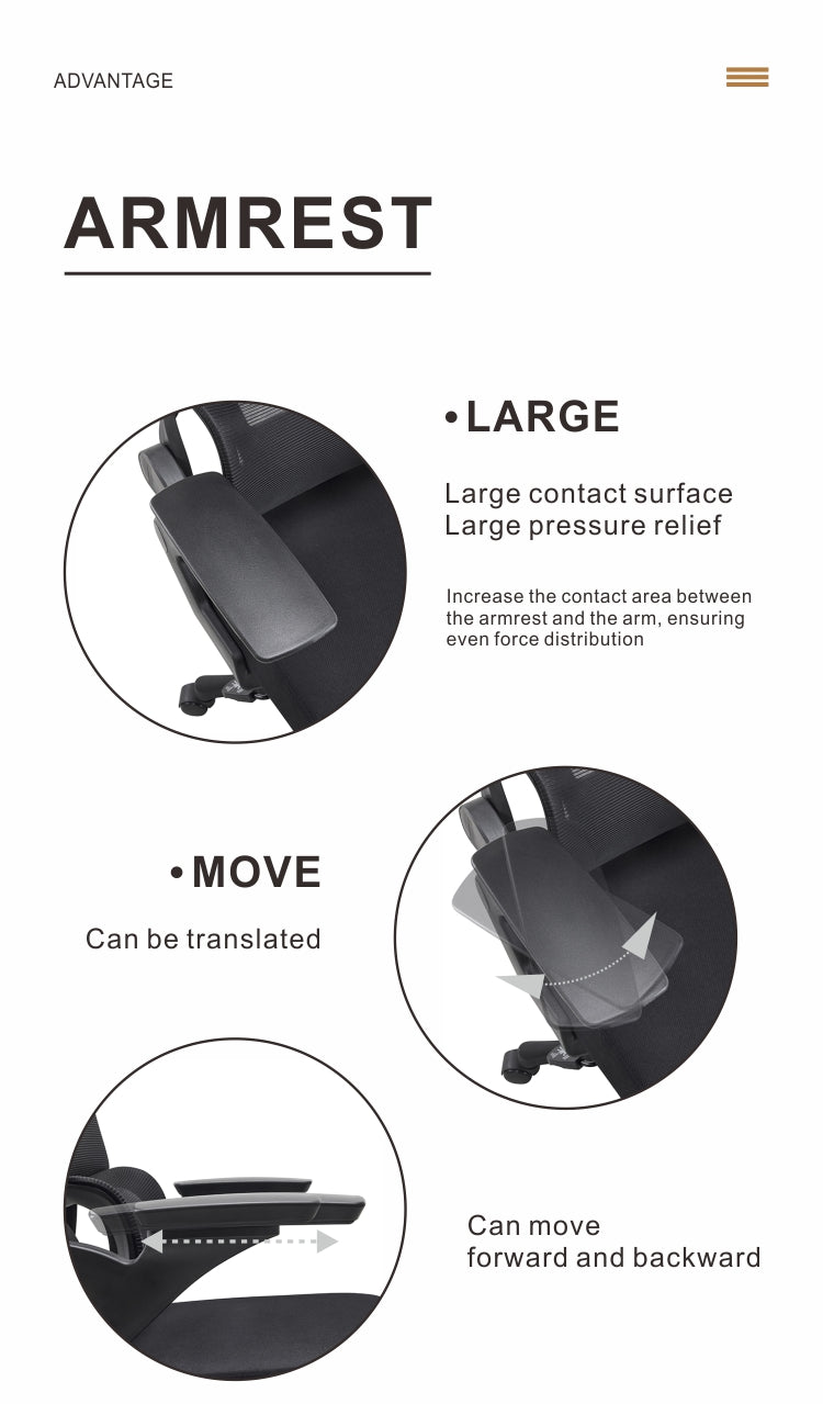703 Grey Mesh Office Chair – Ergonomic Computer Desk Chair with Adjustable Headrest, Lumbar Support and Padded Seat