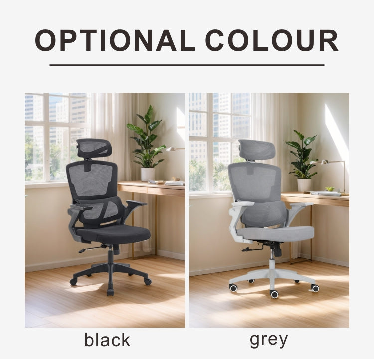 703 Black Mesh Office Chair – Ergonomic Computer Desk Chair with Adjustable Headrest, Lumbar Support and