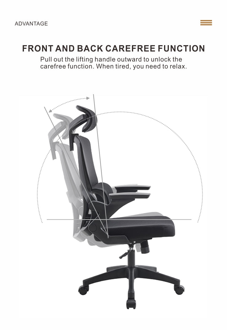 703 Grey Mesh Office Chair – Ergonomic Computer Desk Chair with Adjustable Headrest, Lumbar Support and Padded Seat