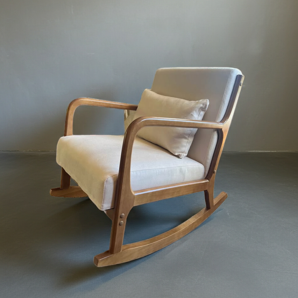088 Wooden Beige Rocking Chair.