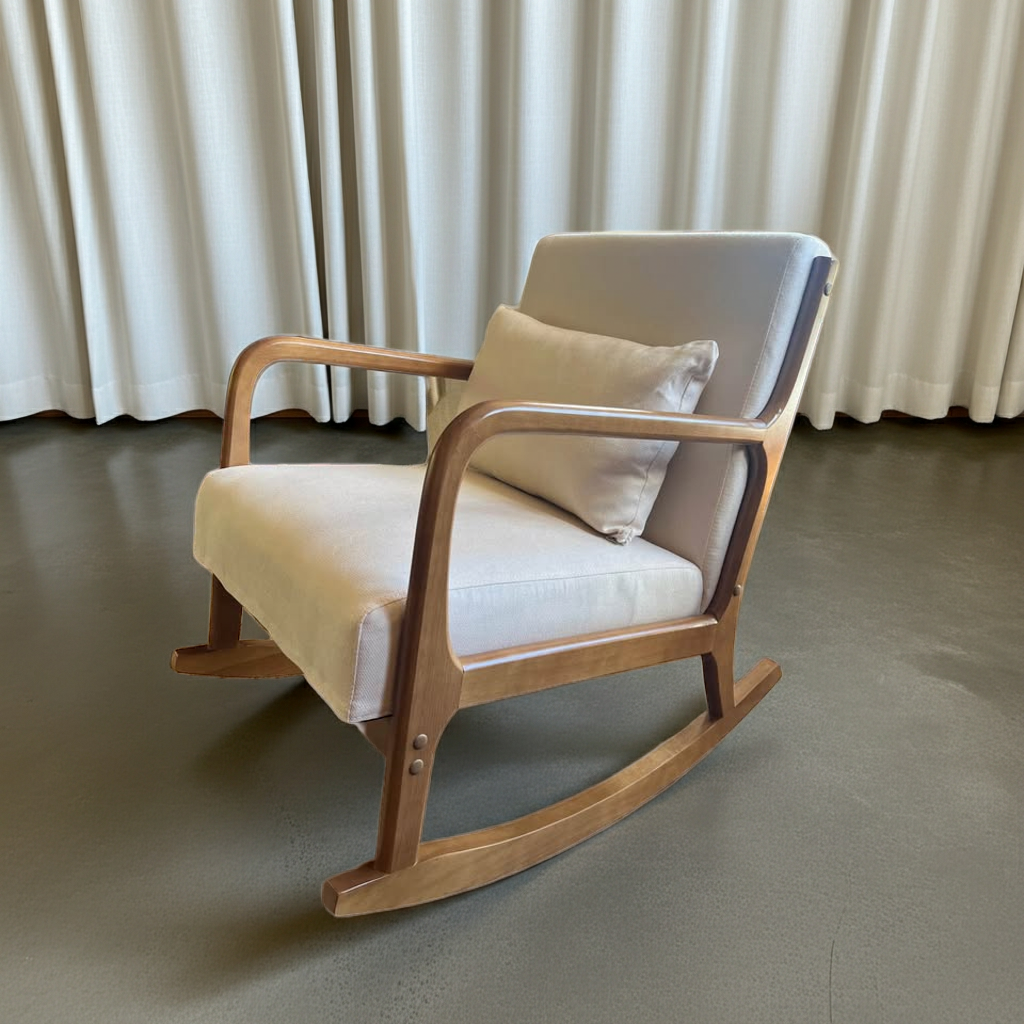 088 Wooden Beige Rocking Chair.