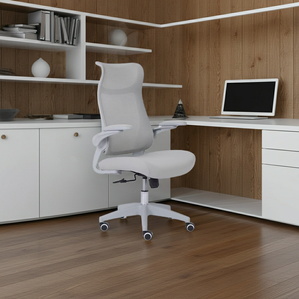 510 Grey Mesh Ergonomic Office or Computer Desk Chair with Padded Seat.