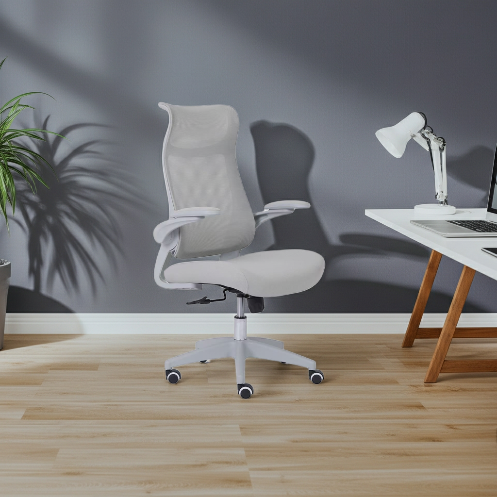 510 Grey Mesh Ergonomic Office or Computer Desk Chair with Padded Seat.
