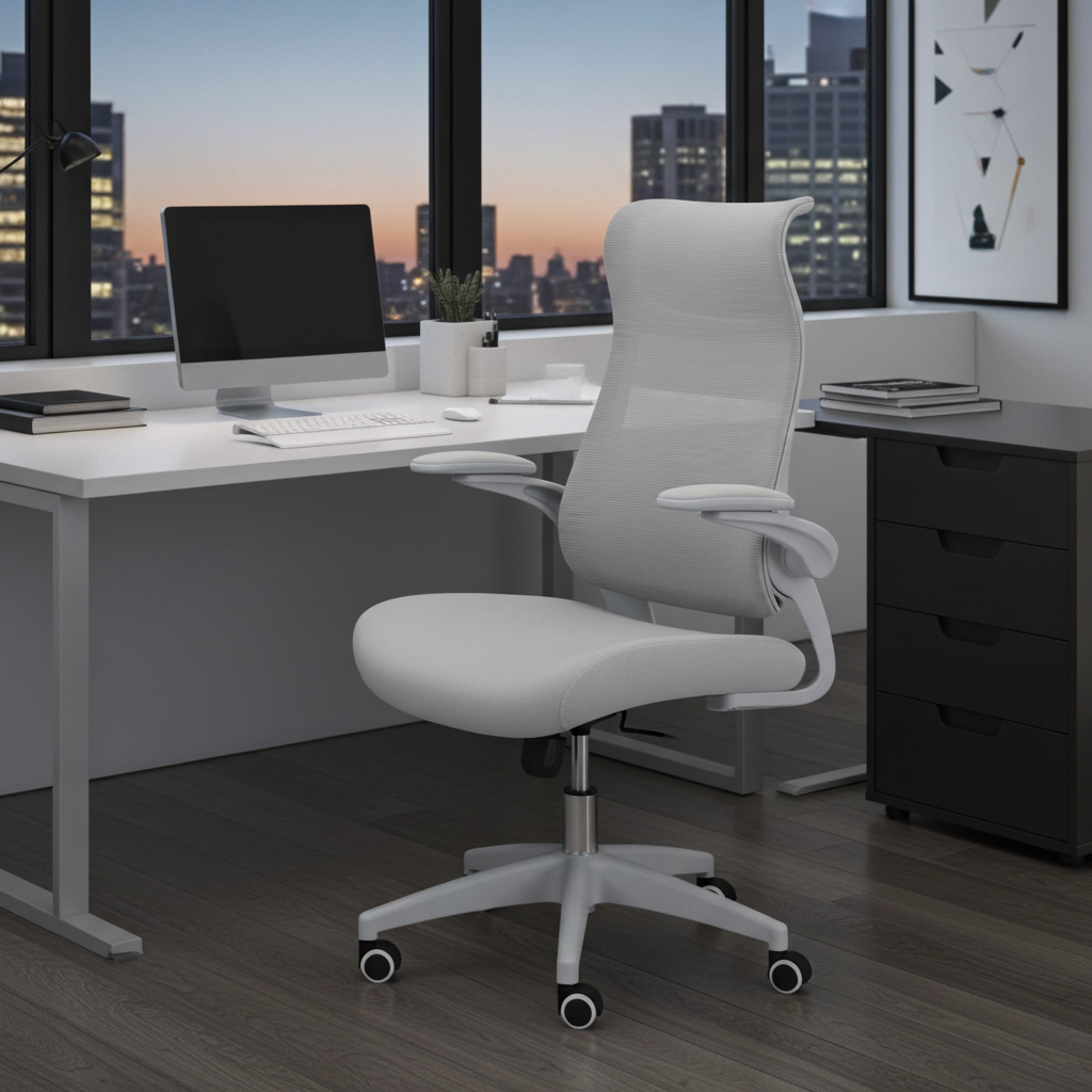 510 Grey Mesh Ergonomic Office or Computer Desk Chair with Padded Seat.