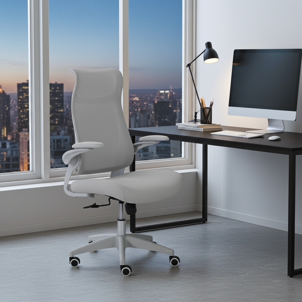510 Grey Mesh Ergonomic Office or Computer Desk Chair with Padded Seat.