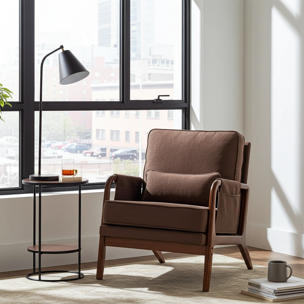 2801 Brown Armchair With Side pocket