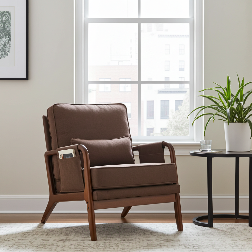 2801 Brown Armchair With Side pocket