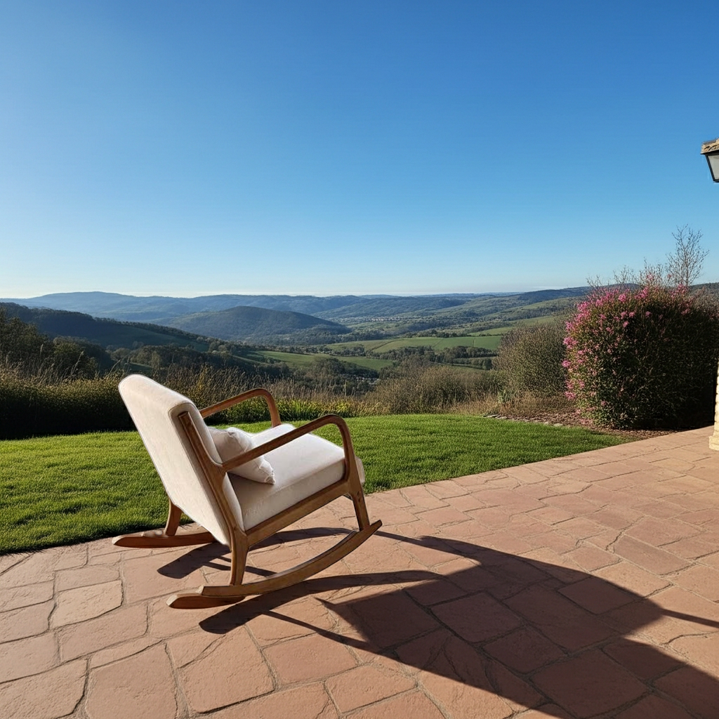 088 Wooden Beige Rocking Chair.
