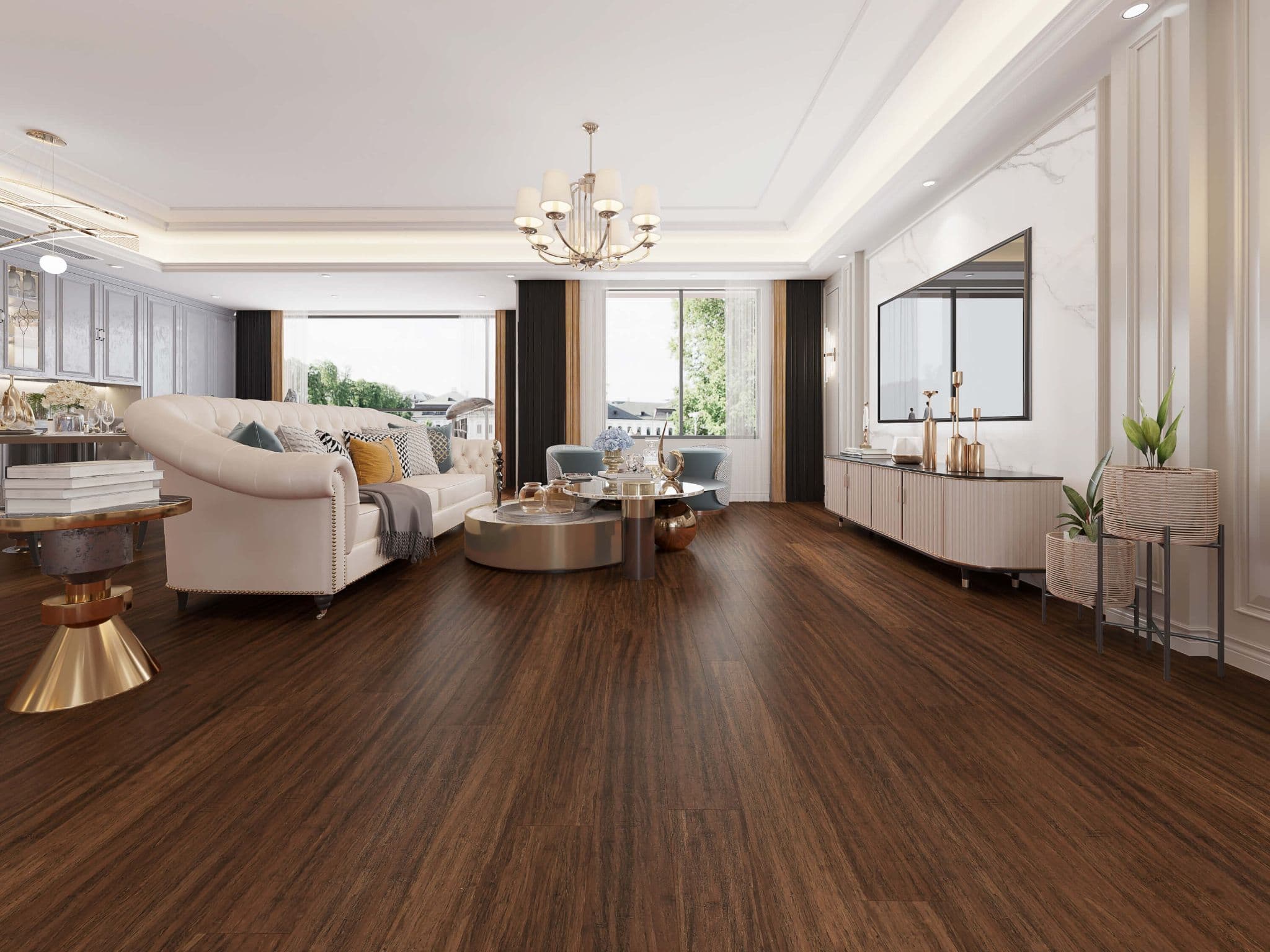 BRANDY WINE STRAND WOVEN SOLID BAMBOO FLOORING UK19017